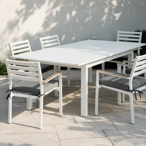 Conjunto de <span class=keywords><strong>Comedor</strong></span> de Aluminio Moderno, Resistente y Portátil para <span class=keywords><strong>6</strong></span> <span class=keywords><strong>Personas</strong></span>, Mesa de Patio Extensible, Sillas Acolchadas, Ecológico - Product Image 3