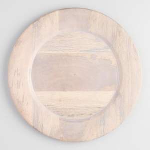 จานรองอาหารไม้มะม่วงทรงกลม ขอบลายไม้แบบเรียบง่าย จานอาหารค่ำ จานเสิร์ฟไม้ตกแต่ง ผิวธรรมชาติ - Product Image 2