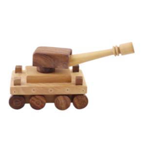 Jouet de char militaire en bois fabriqué à la main avec roues mobiles et conception de tourelle rotative pour cadeau écologique Montessori Play - Product Image 5