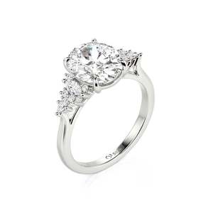 Bague de fiançailles Jeulia à sertissage cathédrale, coupe ovale, style cluster, tendance - Product Image 2