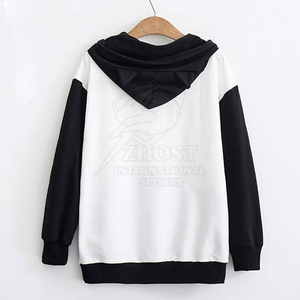 Sudadera con Capucha de Orejas de Gato, Diseño de Bloques de Color en Contraste, Manga Larga, Forro Polar, Transpirable, para Otoño, Estilo Casual - Product Image 5