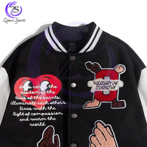 Vestes d'université de baseball à rayures pour hommes, matériau écologique et doux au toucher, imprimé de slogans, printemps-automne - Product Image 3