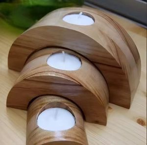 Natural Wood Candle Stand Rectangular Hand-Carved Large <b>Dough</b> <b>Bowl</b> Handmade Wooden Candle Holder Perfect for Wedding Decor - Product Image 3