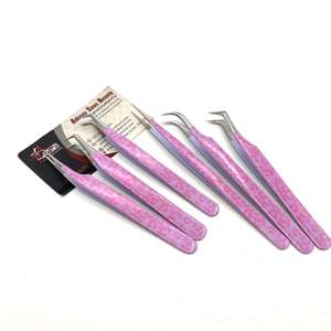 Pince à cils rose à imprimé léopard, 90 et 45 degrés, pince à isolation incurvée à 65 degrés, impression de logo personnalisée, service OEM - Product Image 2