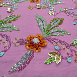 Nouveauté Tissu Perlé Broderie de Luxe Tissu Perlé en Dentelle Tissu Africain à Paillettes - Product Image 1