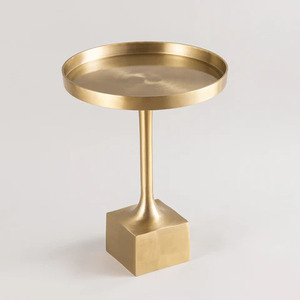 Table basse ronde moderne pour le salon Style métal et panneau multicolore d'Inde - Product Image 3
