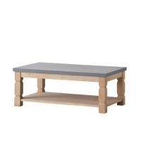 Table de salle à manger et de réception au design élégant, avec plateau en béton et pieds en bois, adaptée à tout espace de vie