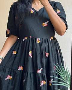 Designer Women's Black Cotton Embroidered Maxi Gown Wedding and Party Wear with Long Style for Girls - Product Image 2