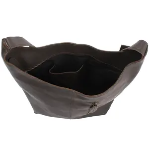 Bolso de Hombro de Piel Auténtica para Mujer Estilo Vintage Marrón Oscuro con Compartimento Interior y Bolsillo para Smartphone Correa Ajustable - Product Image 5