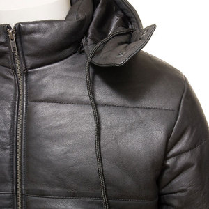 Men's Cow Skin Leather Puffer Jacket Warm Thick Winter Outerwear Fashion Streetwear Insulated Cowhide <b>Padding</b> Coat for Men - Product Image 5