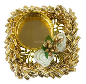 ที่ใส่ชาโลหะรูปดอกไม้สีแดงงานแฮนด์เมดสไตล์อินเดียอุปกรณ์ตกแต่งบ้านงานเฉลิมฉลองเทศกาลดิวาลีขนาดใหญ่ - Product Image 6