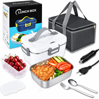 2-in-1 Auto Edelstahl Behälter Lunchbox 75W Schnellheizende Elektrische Lunchbox 1,8L Tragbare Elektrische Lunchbox Speisenwärmer