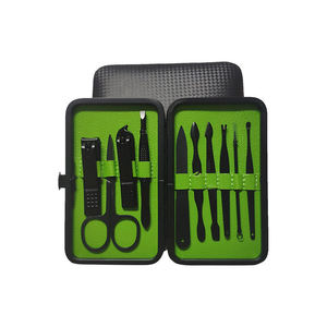 Lot de 10 mini-outils de manucure et de toilettage en acier inoxydable avec étui en PU noir (M006) - Vente Flash - Product Image 1