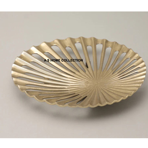 Diseño martillado de acero inoxidable, rama de hoja de latón pulido brillante, forma ovalada, cuenco decorativo de lujo para servir galletas y frutas - Product Image 5