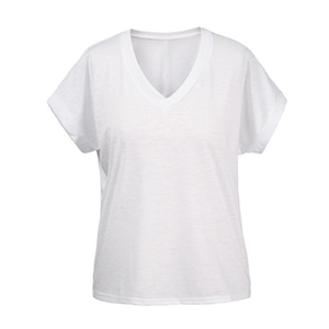 T-Shirt col en V pour femme, vêtement 100% coton, décontracté, personnalisé, à la mode - Product Image 5