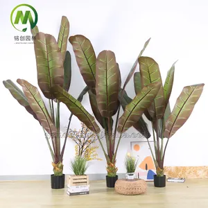 Fake Green Plants Plastic Banana Plants Indoor Iron Big Banana Leaves High Simulation Artificial Banana Tree for Home Hotel