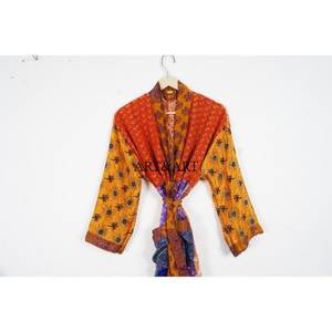 Nouvelle arrivée, robe de chambre en soie d'été, vêtement de plage, robe de chambre, robe de chambre douce, confortable, respirante, grande taille, robe de chambre patchwork - Product Image 2