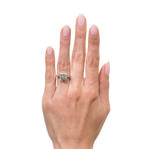 The <b>Vintage</b> Style Halo Half Eternity Princess Cut Diamond <b>Ring</b> Certified GIA VVS Lab-Grown 14K 18k <b>Gold</b> for Womens Engagement - Product Image 4