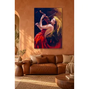Fida, violoniste en robe rouge, impression sur toile - Product Image 5