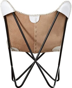 White Leather Butterfly Chair for Bedroom Outdoor Rustic Style Foldable Leisure Chair Iron Perfect Living Room Cover Replacement - Product Image 4