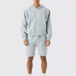 Ensemble sweat à capuche et short pour hommes de couleur contrastée séchage rapide facile à laver et à porter ensemble sweat à capuche et short pour hommes à vendre à bas prix - Product Image 1
