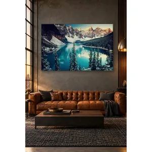 Impression sur toile du lac Fida Emerald Valley avant les sommets enneigés - Product Image 4