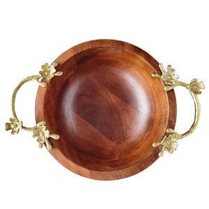 Fantástico diseño de madera Natural, cuenco para servir frutas, acento dorado pulido para mesa de comedor, accesorio para fiesta de cumpleaños, cuenco para servidor - Product Image 2