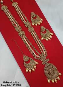 INDIAN TRADITIONAL and <b>FASHIONABLE</b> COPPER <b>JEWELLERY</b> BRIDAL WEDDING <b>JEWELLERY</b> SET for WOMEN EARRINGS and NECKLACE SET - Product Image 2