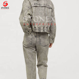 Women Premium Quality Customized Urban Old School Sand Wash Jean <b>Jacket</b> Print Vintage <b>Jackets</b> for <b>Ladies</b> - Product Image 3