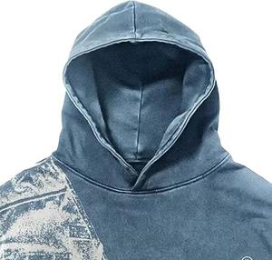 Trench-coat français 100% coton pour hommes et femmes saison d'hiver PULLOVER sweat à capuche imprimé graphique brodé cravate design teint hiver - Product Image 2