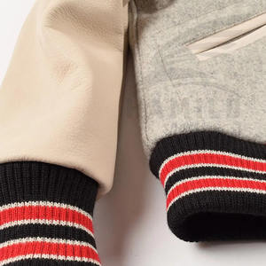 Chaqueta de lana de cuero Varsity Letterman para hombre y mujer con logotipo bordado personalizado, venta al por mayor, decoración de botones de temporada de invierno - Product Image 5