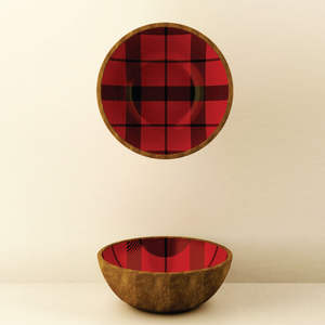 Plateau de table bol rond en bois autocollant naturel et émail bol de service artisanat soupe et bol à mélanger - Product Image 1