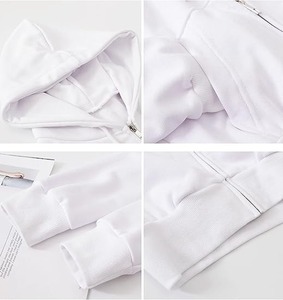 Custom <b>Women's</b> Cotton Terry Long Sleeve Zip-up <b>Turtleneck</b> Hoodie Wholesale Casual Cropped Short Hoodies Winter Washed Techniques - Product Image 4