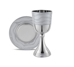 Nouvelle arrivée verre et assiette en acier inoxydable tasse de Kiddouche pour sabbat avec tasse et plateau en acier inoxydable artefacts religieux - Product Image 1