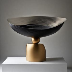 Cuenco de cena GoldenNest The Imperial Opulence Regal Cuenco de servicio hecho a mano chapado en oro con adornos de cresta real - Product Image 4