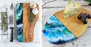 Tabla de cortar de madera de Acacia hecha a mano india con tabla de queso de resina, nuevos productos, utensilios de cocina para decoración del hogar y propósito de regalo - Product Image 5