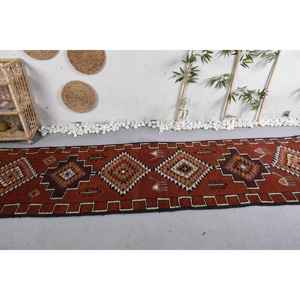 Berbère Rouge Écologique Traditionnel Vintage Turc Tapis 3.1 X 11.5ft Grande Surface Laine Latex Support Patchwork Motif 10mm - Product Image 3