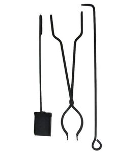 Ensemble d'outils de feu en fer noir avec des courbes élégantes et un support solide, parfait pour garder la cheminée propre et élégante - Product Image 5