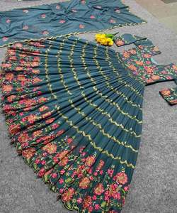 Lahenga Choli de Diseñador Indio con Blusa, Ropa Casual Tradicional India, Material de Vestido Rosa Colorido con Dupatta, Ropa Bo - Product Image 5