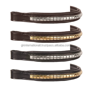Banda de cuero para cejas de caballo, cadena de cuero de canal vacío, cosido completo, incrustado con cadena plateada o dorada, todos los tamaños personalizados disponibles - Product Image 5