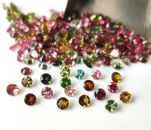 Turmalina Multicolor Natural de 1.25mm-8mm, Corte Redondo Facetado, Gema Suelta con Juego de Color/Fuego para Joyería - Product Image 3