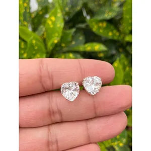 925 Silver <b>Stud</b> <b>Earrings</b> with Crystal Quartz Heart Elegant Crystal Jewelry - Product Image 3