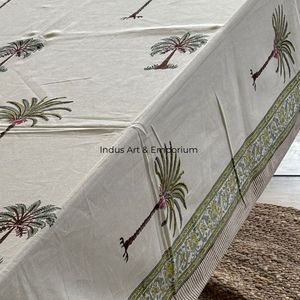 Mantel de algodón hecho a mano indio hermoso bloque de mano impreso cubierta de mesa de algodón para mantel de boda para la venta - Product Image 5