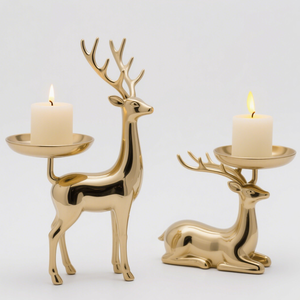 Service d'usinage CNC personnalisé moderne luxe or renne bougeoir support de table et pièce maîtresse décorative bougeoir - Product Image 1