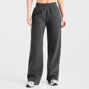 Pantalones de chándal de pierna recta de gran tamaño Retro con estampado de logotipo personalizado de OEM para mujer, ropa de calle estilo carbón con bolsillos y cordón - Product Image 1