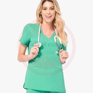 Short Sleeved Hospital Uniform Wholesale <b>Nurse</b> Women Unisex Medical Scrub Uniform Set - Product Image 2