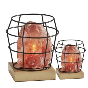 Lámpara de sal rosa del Himalaya de alta calidad con jaula de hierro estilo Feng Shui Forma natural Embalaje individual - Product Image 6