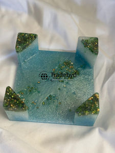 Modern Resin Square Coaster Set Multi-color Luxury Premium Handmade Home <b>Bar</b> Accessories Tradebyd - Product Image 4
