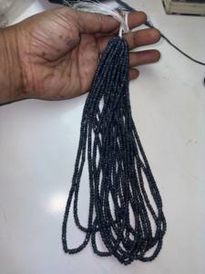 ลูกปัดแซฟไฟร์สีฟ้าธรรมชาติลูกปัดพลอยเม็ดกลมเรียบทำจากหินแซฟไฟร์สีน้ำเงิน - Product Image 3