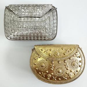 Bolso de mano de Metal hecho a mano, bolso de mano Vintage en relieve a mano, oro y Latón chapado en plata, bolsos Potlli Sling, bolso de bola dorada - Product Image 5